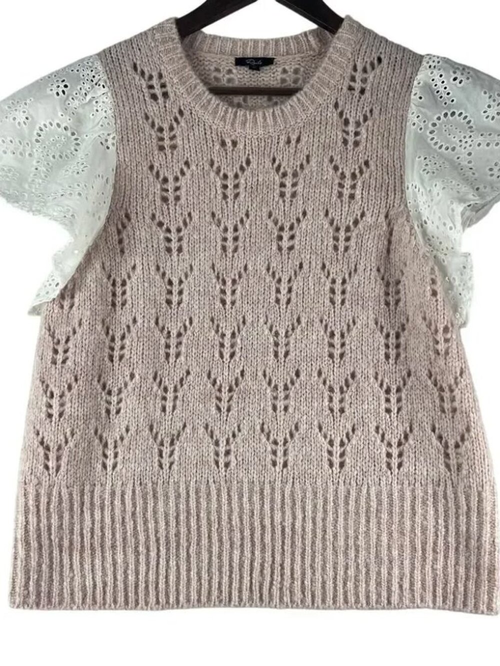 The Rails Everly Pointelle Knit Eyelet Flutter-Sleeve Top Size XL EUC - Picture 2 of 7